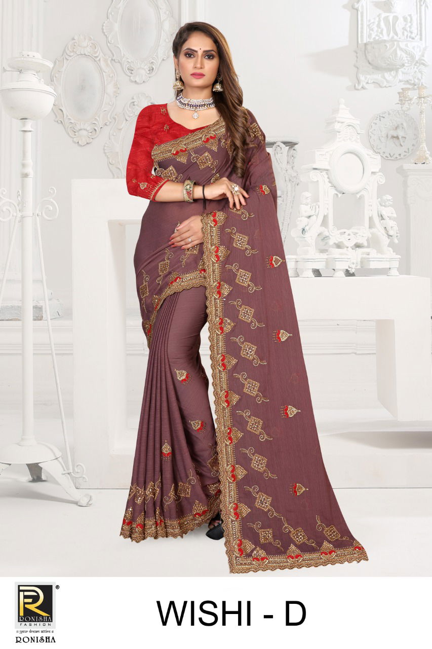 Ronisha Wishi New Designer Exclusive Wear Embroidery Saree Collection